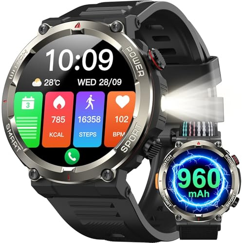 IOWODO Smart Watch, 2025 HD 1,94 pollici Smartwatch per uomini e donne con risposta/effettuare chiamate, monitoraggio frequenza cardiaca/sonno/SpO2, 112+ contapassi, attività impermeabile IP68