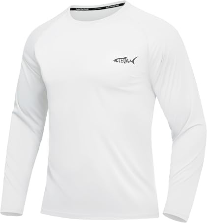 DEHORU T-Shirts à Manches Longues Rashguard UPF 50+ Anti UV Homme T-Shirt de Sport Séchage Rapide Maillot de Bain Hauts T-Shirts de Pêche pour Hommes (WT 2XL)