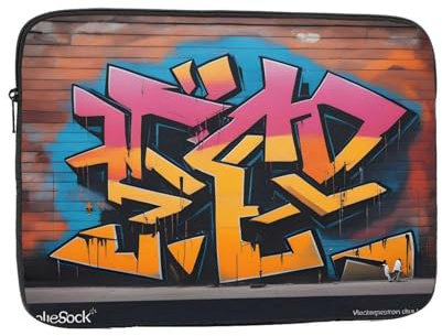 YYHWHJDE Laptoptasche mit Graffiti-Hip-Hop-Muster, stoßfest, tragbar, 25,4 cm (10 Zoll), für Damen und Herren, ideal für Geschäftsreisen, Schule und den täglichen Gebrauch
