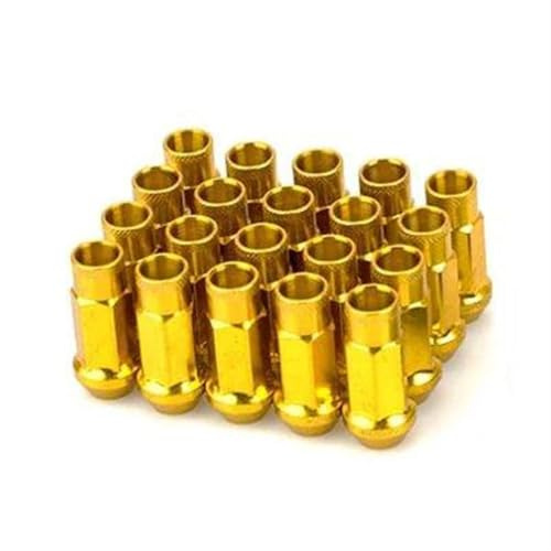 RAVTAKL Radnabenschraube Kompatibel Mit Toyota Stahl-Autofelgen, Radmuttern, Radschrauben, Radmutternscheiben, Radsicherungsmuttern, 20 Stück(Gold,M12x1.25)