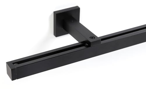 Deco-Raum Gardinenschiene Innenlauf eckig Cube 20x20 mm Schwarz matt, 170 cm, Wandmontage, auf Maß, Flächenvorhang geeignet