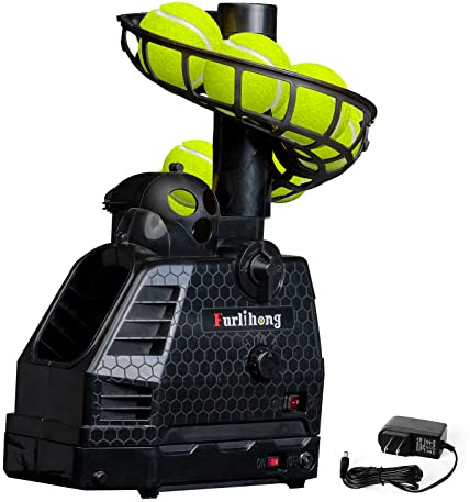 Furlihong Machine à balles de tennis 680BH - Angle de lancer réglable - Vitesse et intervalle - Fonction oscillation automatique - Fonctionne sur piles ou adaptateur 6 V CA