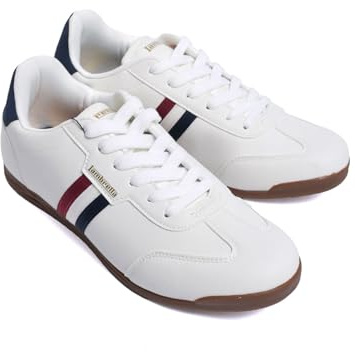 Lambretta Mens Tackle Retro Low Rise Mod Trainers - White/Navy/Black - 12 UK