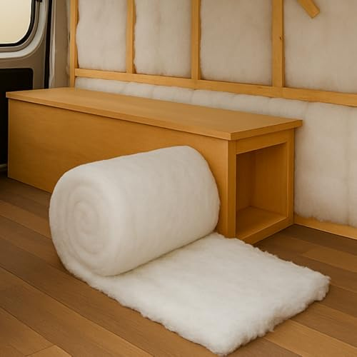 Green Loft Campervan Insulation Roll – 8m x 370mm x 110mm – Thermal & Acoustic Polyester for Van Conversions, Lofts, Sheds, Garages & Walls – Itch-Free, Moisture Resistant & Eco-Friendly