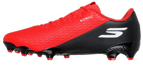 Skechers SKX_2 Club MG Soccer Cleats-Scarponi da Corsa Atletici Leggeri per Uomo Scarpe da Calcio, Rosso Sintetico/Finiture Nere, Taglia 40