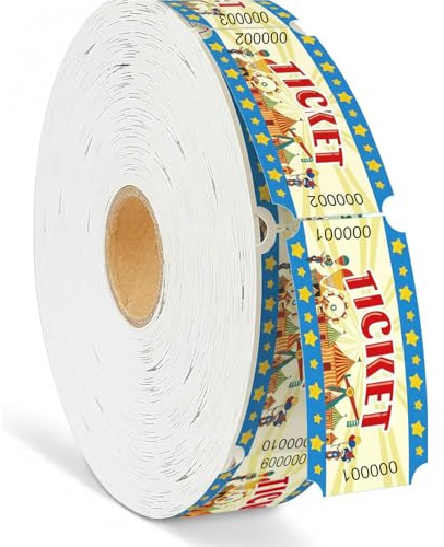 Wonninek Zirkus Raffle Tickets, 1000 Stück Hochwertige Eintrittskarten Karnevalstickets Mit Fortlaufender Nummerierung Tombola Tickets Essensmarken Rolle für Eintrittskarten Garderobe Verlosung Events