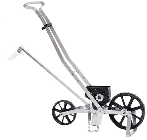 MccoMMon Sembradora manual de aluminio, máquina de perforación de una fila, para maíz dulce, puerro y otras semillas finas (96 x 31,3 x 95 cm)