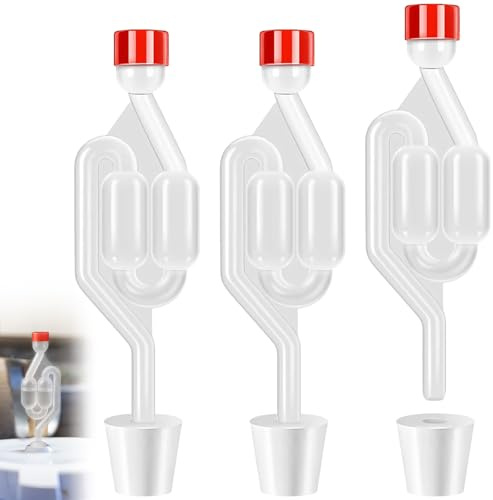 3Pcs Gorgogliatore Fermentazione con Tappi in Silicone, Tubi di Fermentazione in Plastica Trasparente, Airlock di Fermentatore, Set di Gorgogliatori per Preparare Birra, Vino, Crauti Fermentati,Kimchi
