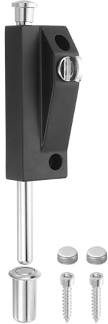sourcing map Spring Loaded Latch Pin, Sliding Barrel Bolt Door Lock Heavy Duty Vertical Latch Door Lock Cane Bolts with Knob for Glass Gate Window Garage Barn [1Pcs, Matte Black]
