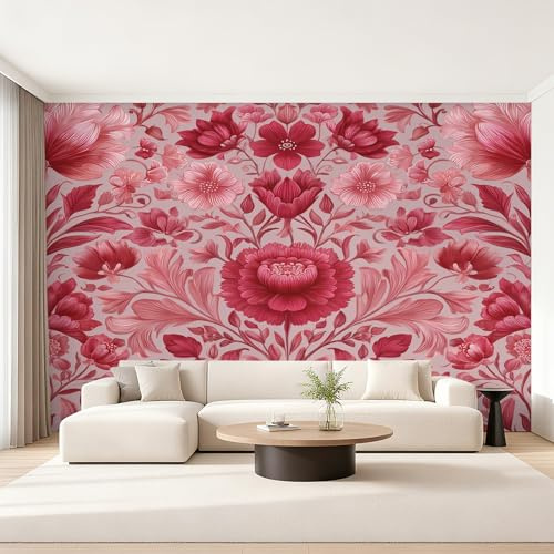 William Morris Wallpaper for Living Room, Red Flower Wall Mural for Bedroom 366x254 cm, Non-Woven Photo Wallpaper, Home Decor D&O115