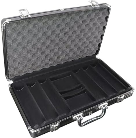 Duroecsain Étui de de Poker Vide, capacité 300 pièces, Noir Mat, Stable, Sac de Transport en métal pour jetons de Poker, pour Adultes, débutants et Amateurs de Jeu de Cartes