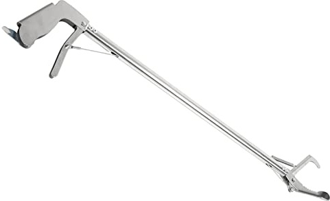 Chiyyak 75 Cm Lange Edelstahl-Fischzange, Tragbare Multifunktionale Lange Krabben-Meeresfrüchte-Krake-Klammer Zum Greifen von Flaschen, Holzkohle, mit Schlitzspitzen-Design, für (Biegeclip)