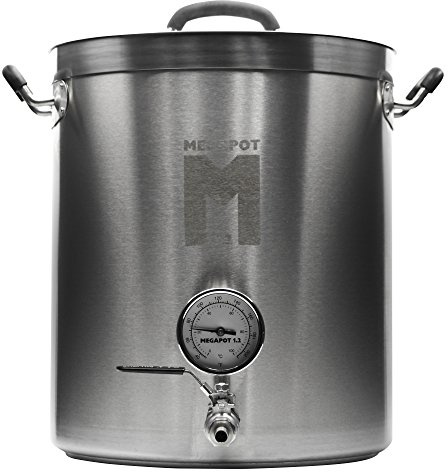 Northern Brewer - MegaPot Edelstahl-Braukessel mit Volumenmarkierungen (8 Gallonen mit Ventil und Thermometer)