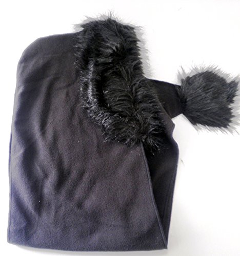 N.A. Fashion Schalmütze,Kapuzenschal,Capuchon mit Kustfell (Schwarz)