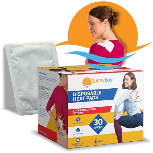 SunnyBay Adhesive Heat Patches for Neck, Knee and Back, 5x3 inch, 30 Count