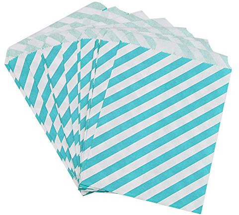 C.X.Y. 100x bustine 13 * 17cm Carta biodegradabile Porta Confetti,Dolce,Pane,Colorata Matrimonio Striscia (Azzurro)