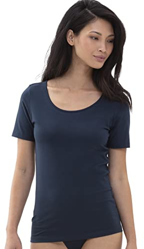 Mey Damen Kurzarm Top Baumwolle Serie Cotton Pure | Legere Passform, Tiefer Rundhalsausschnitt, Halbarm, Natürliches Tragegefühl, Gr. 36-46