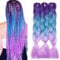 TESS Braids Extensions Blau 60 cm, Jumbo Braids Kunsthaar Zum Einflechten Box Braids Haarverlängerung Zopf 100g/Bündel Ombre Haar Braids Extension (1 Stück-Lila/Blau/Helllila)
