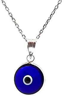 MYSTIC JEWELS by Dalia – Collier en Argent Sterling 925 avec œil en Cristal Bleu pour Bonne Chance – Chaîne de 40 à 45 cm de Long pour Noël, Mariage, Saint-Valentin