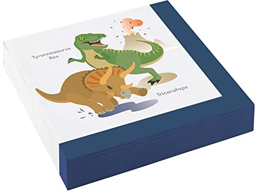 20 Servietten * FRÖHLICHE Dinos * für Kindergeburtstag und Motto-Party | T-Rex Triceratops Dino Dinosaurier Urzeit Echsen Kinder Geburtstag Mottoparty Napkins Einweg