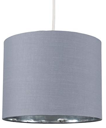 MiniSun | Small Modern Grey and Chrome Drum Light Shade | Pendant Lights, Home Décor & Improvement Essential