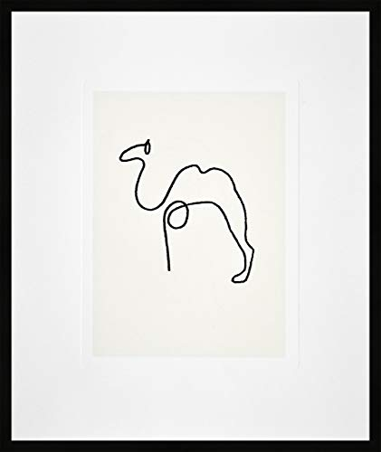 nielsen HOME Bild mit Rahmen 50x60 cm (hoch) - Picasso Le Chameau I das Kamel - Kunstdruck - Holzrahmen Schwarz - Premium Poster gerahmt made in Germany