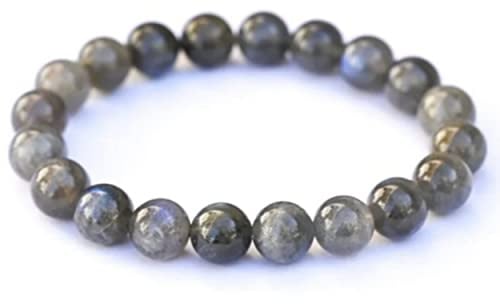 PIERRETOILES Bracelet Protection Lumineuse en Labradorite, perles Naturelle 8mm diamètre(19 cm)