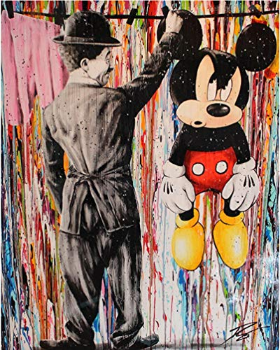 PPTRTYQ DIY Ölgemälde Malen nach Zahlen Erwachsene Kinder, Kunstfarbe Graffiti-Maus 40x50cm Handgemalte Geschenke Zahlenmalerei ab 5 Öl Wandkunst Haus Dekoration Spielzeug malen