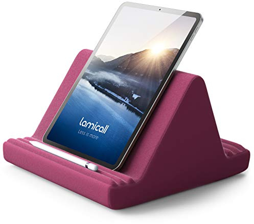Lamicall Tablet Halter Kissen, Tablet Ständer - Kissenhalter Halterung Bett Sofa für New 2022 iPad Pro 9.7, 10.5, 12.9, iPad Air Mini 2 3 4, für Switch, Tab, iPhone, Bücher - Purpurrot