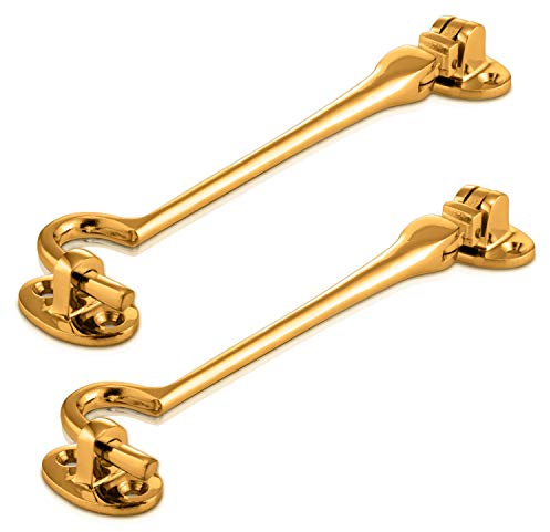 XFORT® 100mm Brass Cabin Hook and Eye Latch for Gates and Doors - Garden Gate Catch