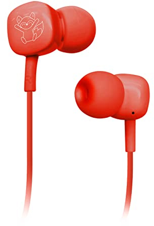 sbs Kopfhörer mit universellem 3,5-mm-Klinkenkabel, integriertem Mikrofon, Antwort-/Beend-Tasten, 100% recycelbares und wiederverwendbares Marmeladenglas-Etui, hellrot