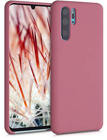 kwmobile Hülle kompatibel mit Huawei P30 Pro Hülle - Silikon Handy Case - Handyhülle weiche Oberfläche - kabelloses Laden - Dark Rose