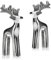 com-four® 2X Rentier-Skulptur- Dekofigur aus Aluminium - weihnachtliches und Elegantes Wohnaccessoire - Metall-Austeller für die Winterzeit (02 Stück - klein)