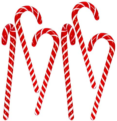 SIKORA BS1-11 große Deko Zuckerstangen aus Glas Christbaumschmuck Weihnachtsbaum Anhänger 6er Set H.ca.11cm