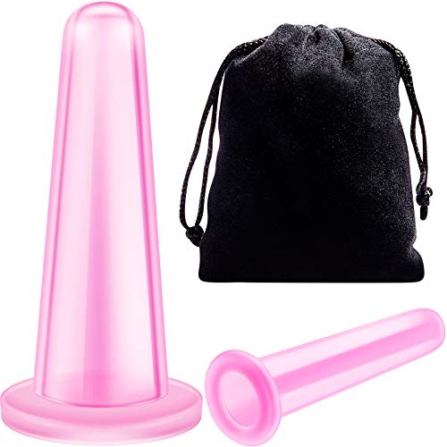 Nuanchu Schröpfen Gesicht Silikon Schröpfgläser Face Cupping Set Facial Cupping Silikon Schröpf Set für Gesicht Körper Hals Rücken Kit, 2 Größen (Rosa)
