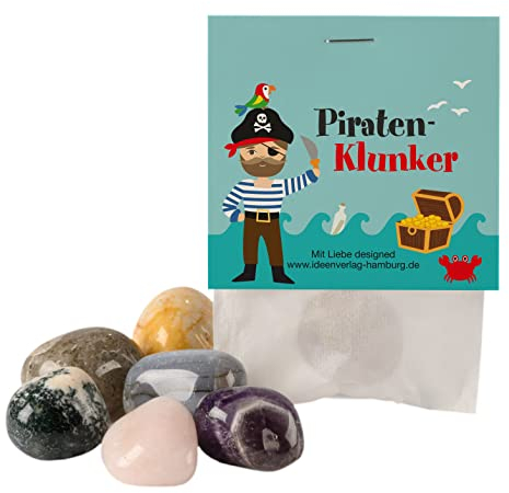10x Piraten Glückssteine für Kinder / Glücksbringer Stein Piraten Klunker als Mitgebsel Kindergeburtstag Piraten / Glücksbringer Kinder / Piraten Geburtstag Mitgebsel Kinder / Seeräuber Schatz