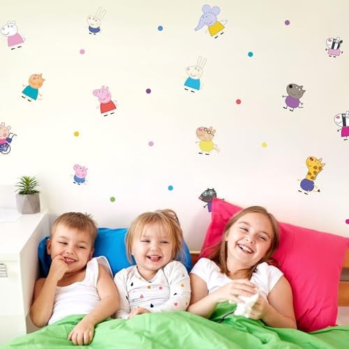 Stickerscape Peppa Pig Wall Stickers Official Personalised Peppa Pig Bedroom Accessories Removable and Easy to Apply Large Wall Decals Bedroom Decor (Peppa's Friends Stickaround)