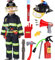 Tacobear Feuerwehrmann Kostüm Kinder Feuerwehr Rollenspiel Set mit Feuerlöscher Feuerwehrhelm Feuerwehrmann Spielzeug für Kinder Jungen Mädchen Karneval Halloween Fasching 3 4 5 6 7 8 9 Jahren