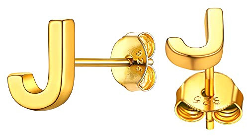 ChainsHouse gold buchstabe Ohrring Initialer Letter J Piercing Ohrstecker Damen Mädchen Alphabet Ohrschmuck für Ehefrau Freundin Schwester