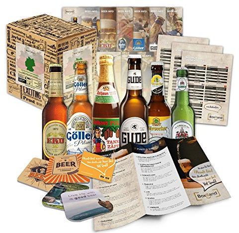 [ Boxiland ] 6x0,33 L Deutsche Bier Reise Kleine Bier Geschenkidee Geschenkidee für Eltern zum Geburtstag Einzugsgeschenk lustige Geschenke Geschenkidee Männer Frauen Vatertag
