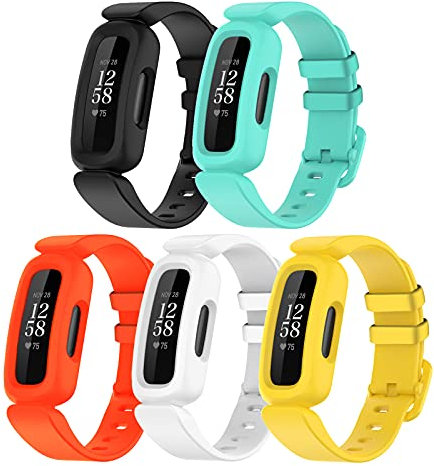 TopPerfekt Bracelet Compatible avec Fitbit Ace 3 Enfants, Silicone Souple, Band Montre Imperméable, Sport Accessoires Garçon et Fille (5-Paquet 2)
