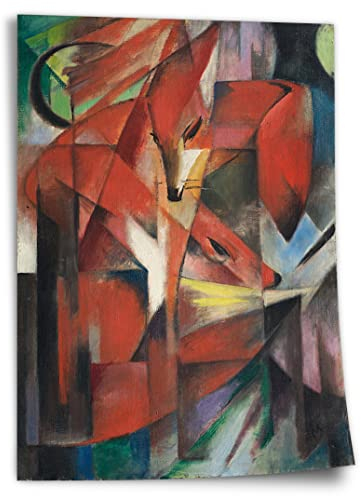 Printistico Poster Franz Marc - Füchse (1913) Kunstdruck ohne Rahmen, Wandbild - A4, A3, A2, A1, A0, XXL - Wohnzimmer, Schlafzimmer, Küche, Deko