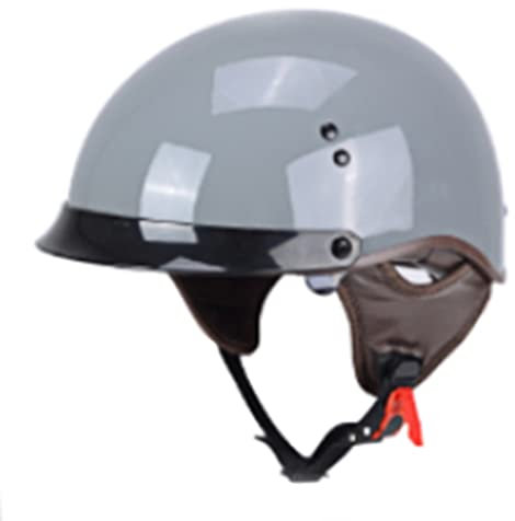 XDKJ Casco da Moto d'Epoca, Jet Caschi Nero, Aperto Faccia Casco ECE DOT Omologato, Aperto Caschi da Moto Uomo Donna metà Aperto Faccia Casco, Casco 3/4 Mezzo Guscio (Color : Gray, Size : M)
