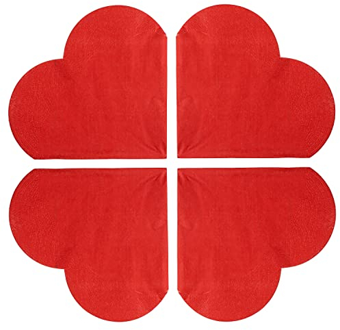 Papierservietten Servietten-Set 3-lagig Größe 33 x 33 cm (4 Pckg. Herzform rot)