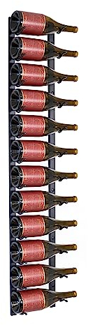 12 Bottle Wall Mounted Wine Rack by Jagged Ridge Wine Rooms - Hanging Wall Wine Rack - Stylish & Modern Wine Storage Rack, Alloy Steel, Colour - Matte Black Powder Coat Finish