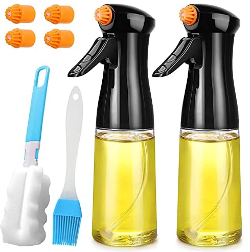 Scettar Oil Sprayer Bottle 2 Pack Olive Oil Spray Bottles 200ml Cooking Fryer Oil Mister Oil Sprayers for Air Fryer BBQ Baking Salad