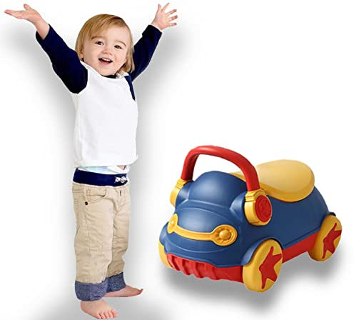 Coo11 Potty Training Toilet Seat for Toddlers, Comfortable Soft Padding & Portable Ride On Car Design for Travel, Removable Inner Pot for Easy Clean, Suitable for Boy & Girl 18-36 Months+