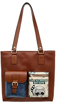 DOGO Vegane Damen Schultertaschen Umhängetaschen Multi Pocket Bag - Cute But Psycho