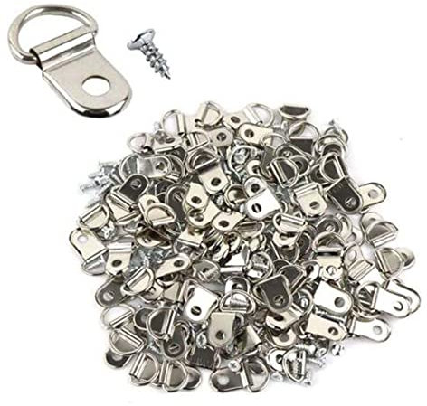 Palmetto Housewares Bilderrahmen-Aufhänger, D-Ring, 100 Sets, Bilder-D-Haken, 100 Stück (Silber-100)