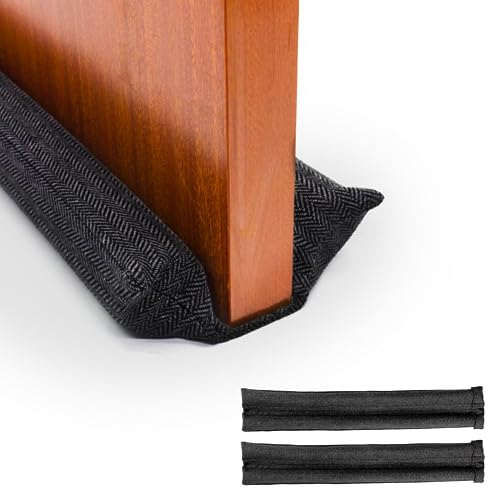 PACK 2 Burlete de Tela para Puertas y Ventanas. Burlete Doble Reutilizable, Lavable, Aislante de Ruidos, Frío, Viento, Luz, Polvo, Polen, Insectos. Ajustable entre 80-90 cm.